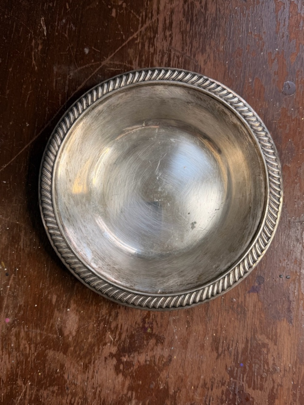 Vintage Classic Silver-Tone Decorative Bowl, metal jewelry dish